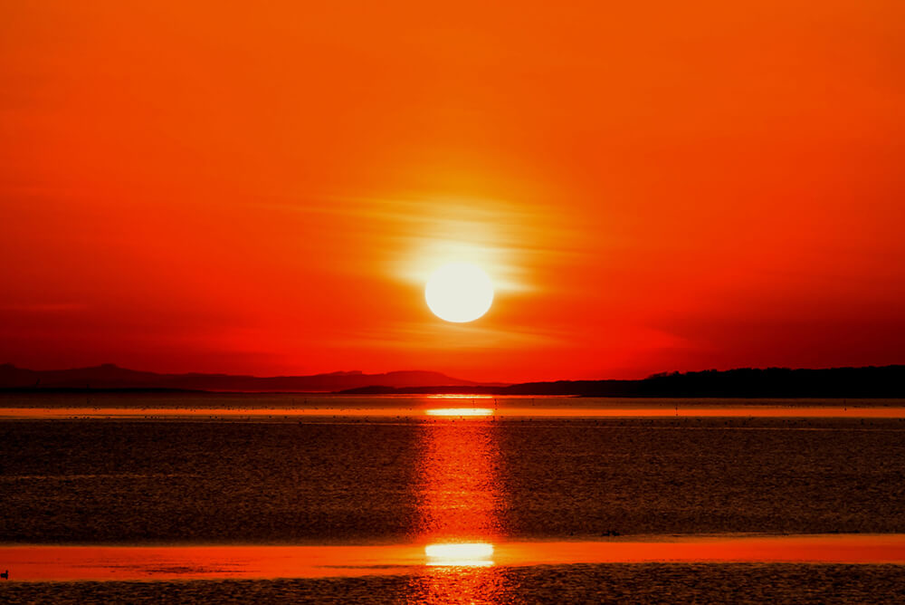 サロマ湖に沈む夕日